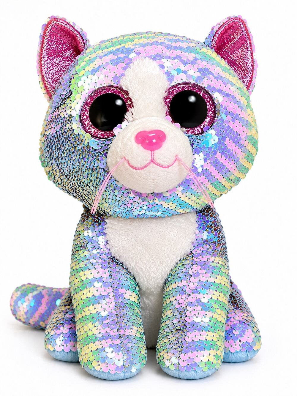 TY Beanie Boo Whimsy Cat Flippables Sequin Plush Rainbow Glitter 2019 EUC